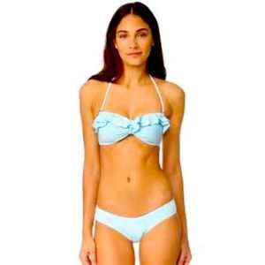 Eberjey Ruffle So Solid Rafaella Blue Bikini Top